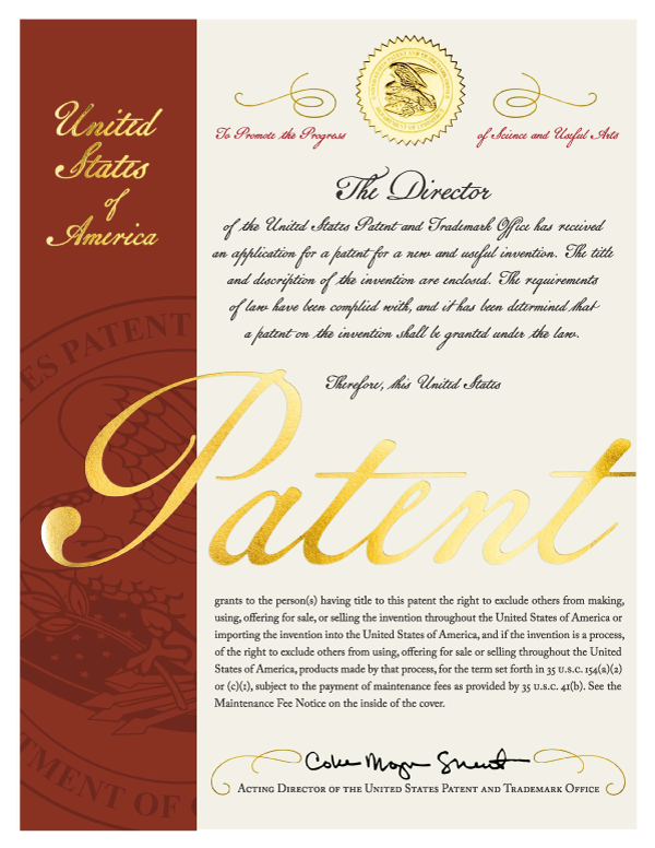 Brake patent certificate 18